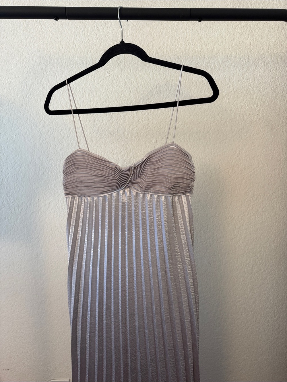 Rebecca Taylor Pleated Maxi Dress in Silver